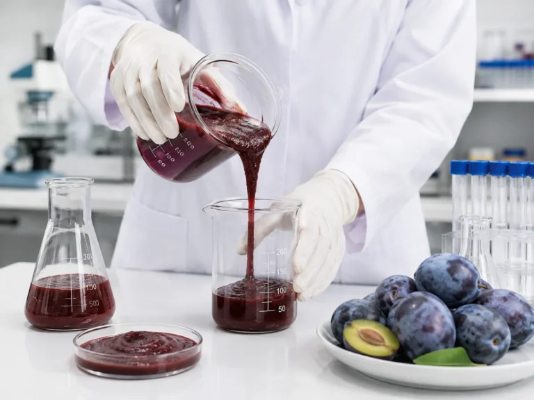 Laboratory quality testing of plum puree with fresh plums