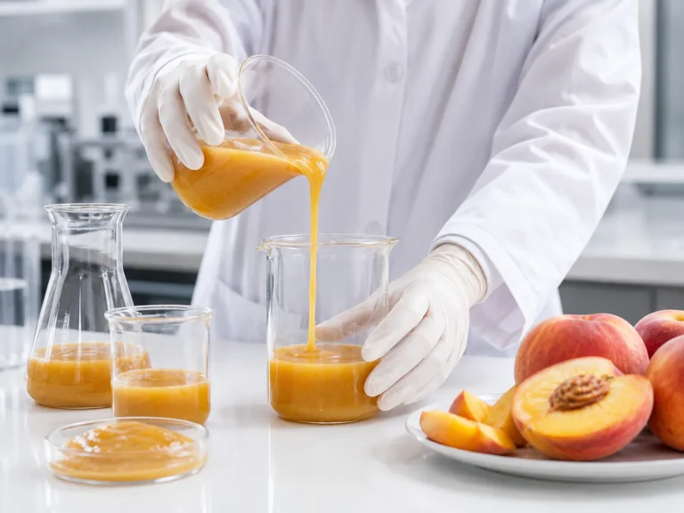Peach puree quality testing and processing in a food laboratory