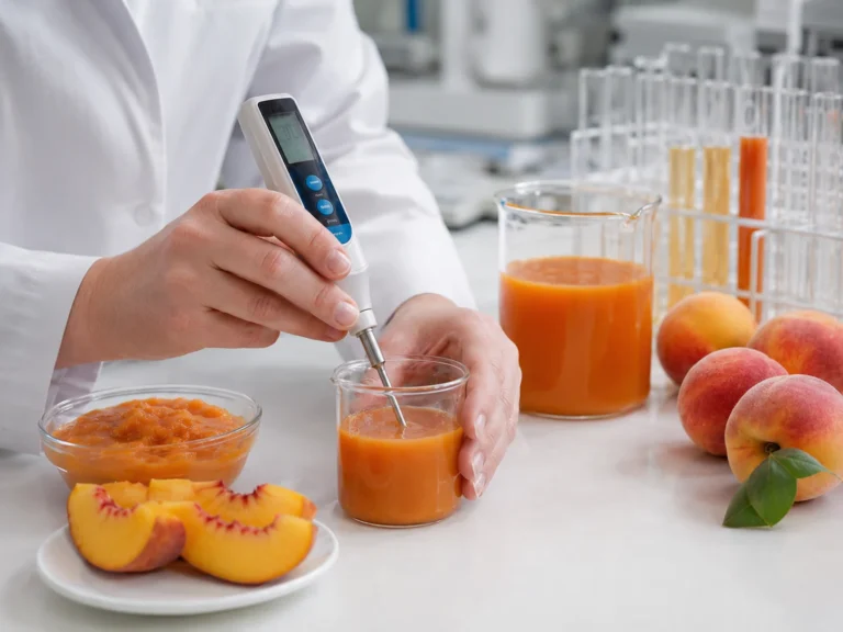 Quality control testing of peach concentrate using laboratory measurement equipment