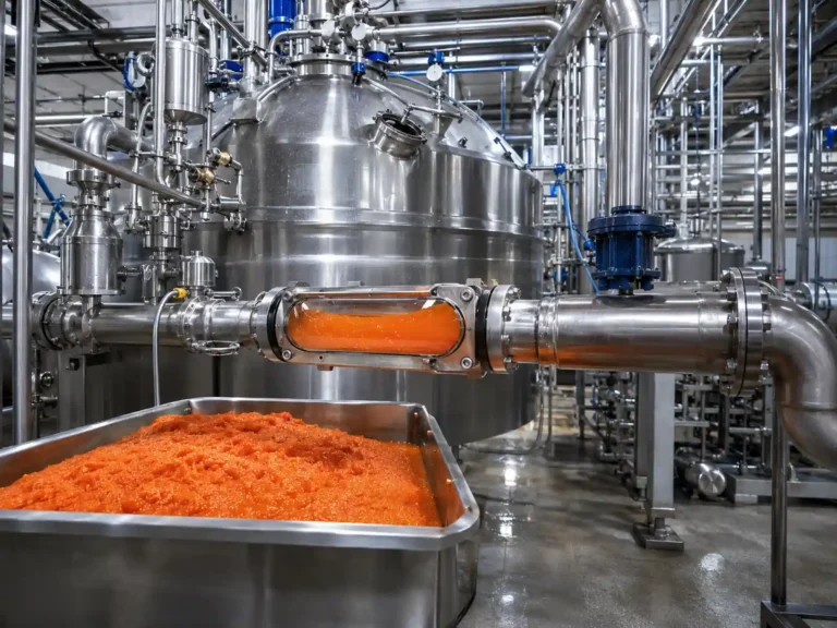Industrial stainless steel processing line for carrot juice concentrate production